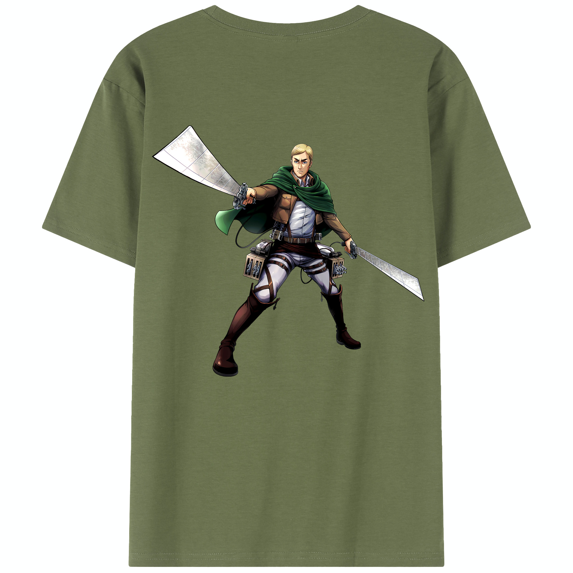 （画像用） 進撃の巨人 エルヴィン・スミス Attack on Titan Erwin Smith 綿100％半袖Tシャツ（背面プリント）